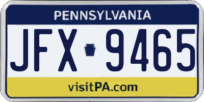 PA license plate JFX9465