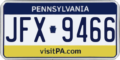 PA license plate JFX9466