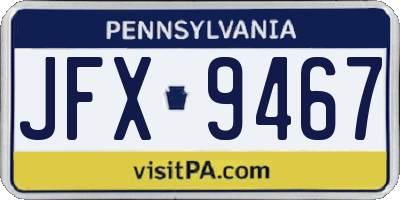 PA license plate JFX9467
