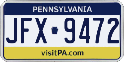 PA license plate JFX9472
