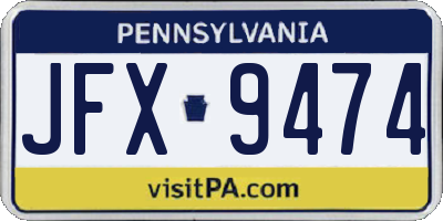 PA license plate JFX9474
