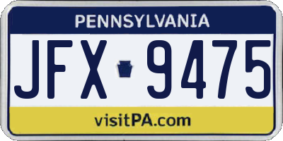 PA license plate JFX9475