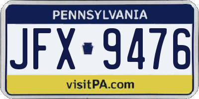 PA license plate JFX9476