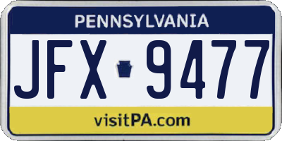 PA license plate JFX9477