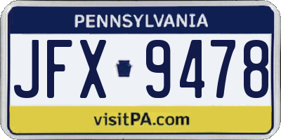 PA license plate JFX9478