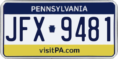 PA license plate JFX9481