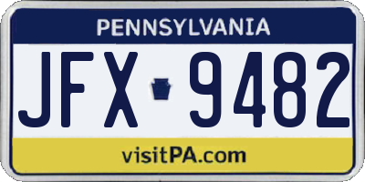 PA license plate JFX9482
