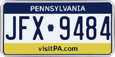 PA license plate JFX9484