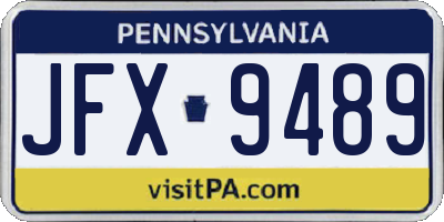 PA license plate JFX9489