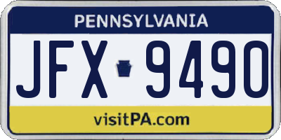 PA license plate JFX9490