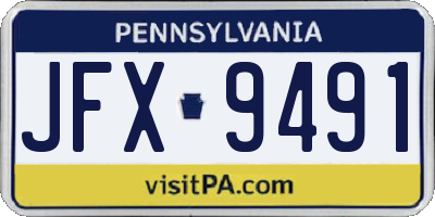 PA license plate JFX9491
