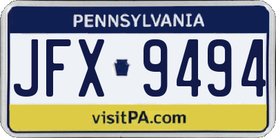 PA license plate JFX9494