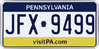 PA license plate JFX9499