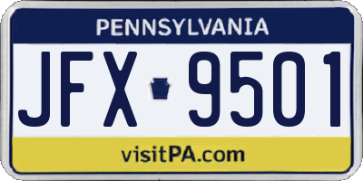 PA license plate JFX9501