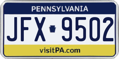 PA license plate JFX9502