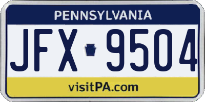 PA license plate JFX9504