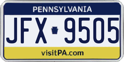PA license plate JFX9505