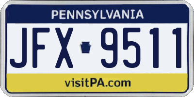 PA license plate JFX9511