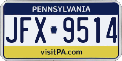 PA license plate JFX9514
