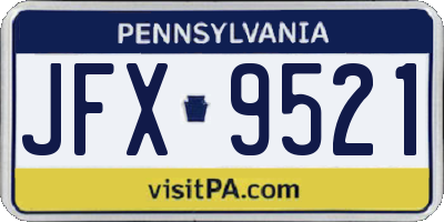 PA license plate JFX9521