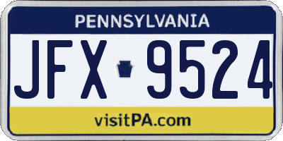 PA license plate JFX9524