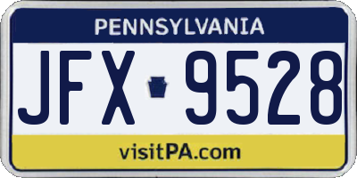 PA license plate JFX9528