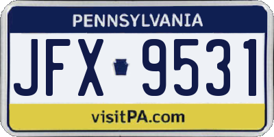 PA license plate JFX9531