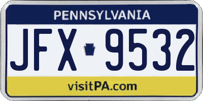 PA license plate JFX9532