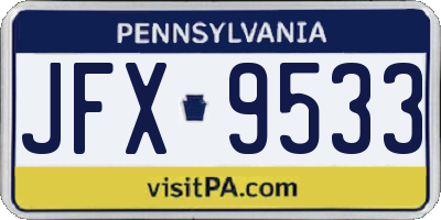 PA license plate JFX9533