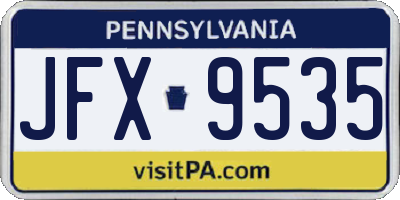 PA license plate JFX9535