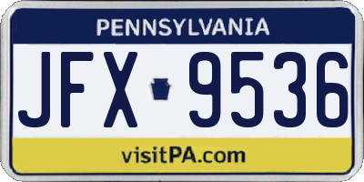 PA license plate JFX9536