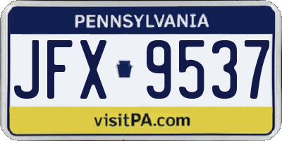 PA license plate JFX9537