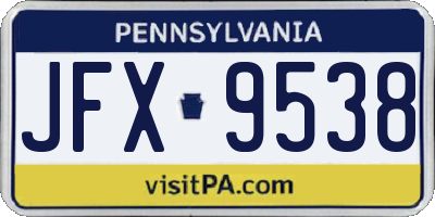PA license plate JFX9538
