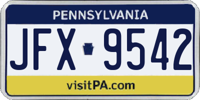 PA license plate JFX9542