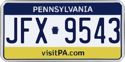 PA license plate JFX9543