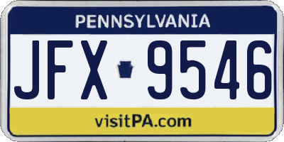 PA license plate JFX9546