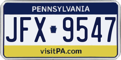 PA license plate JFX9547