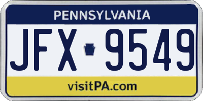 PA license plate JFX9549