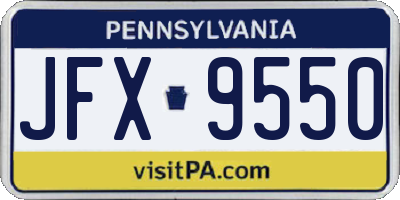 PA license plate JFX9550