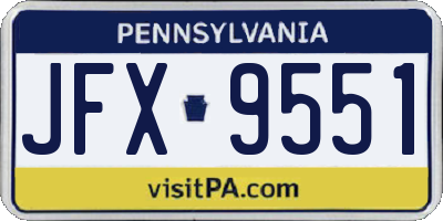 PA license plate JFX9551