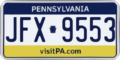 PA license plate JFX9553