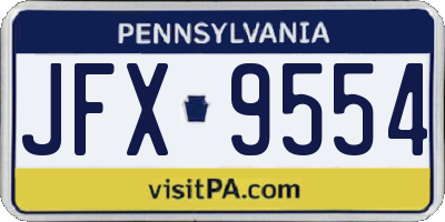 PA license plate JFX9554