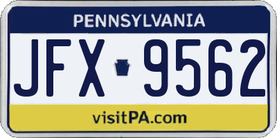 PA license plate JFX9562