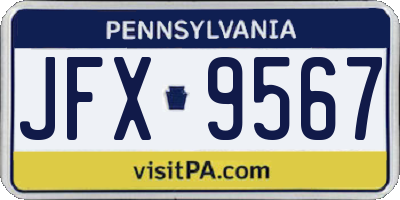 PA license plate JFX9567