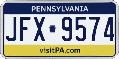 PA license plate JFX9574
