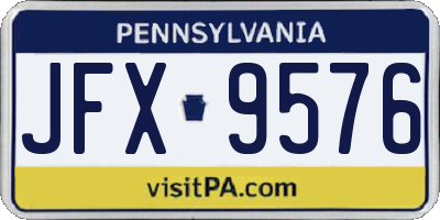 PA license plate JFX9576