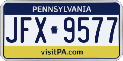 PA license plate JFX9577