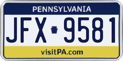 PA license plate JFX9581
