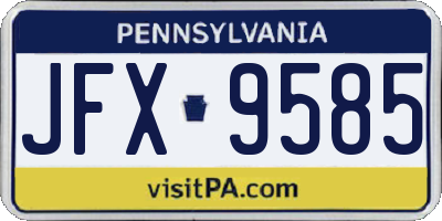 PA license plate JFX9585