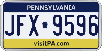 PA license plate JFX9596